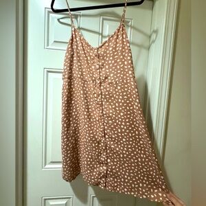 Aerie Tan with White Polka Dots Button Down Dress - LG NWT!